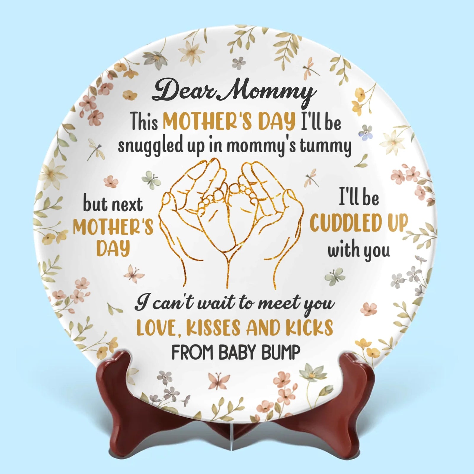 Mommy, I Can t Wait To Meet You - Personalized Ceramic Plate - Baby Shower Gift, Gift For First Mom