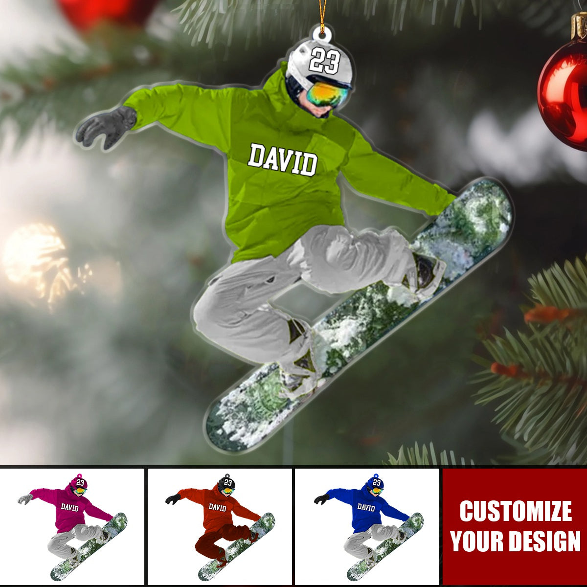 Personalized Snowboarding Athletes Skis Christmas Ornament, Gift For Ski Lovers
