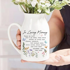Personalized Memorial Ceramic Vase for Loved Ones, Custom In Loving Memory Flower Vase, Memorial Vase, Gift for Grieving, Memorial Keepsake