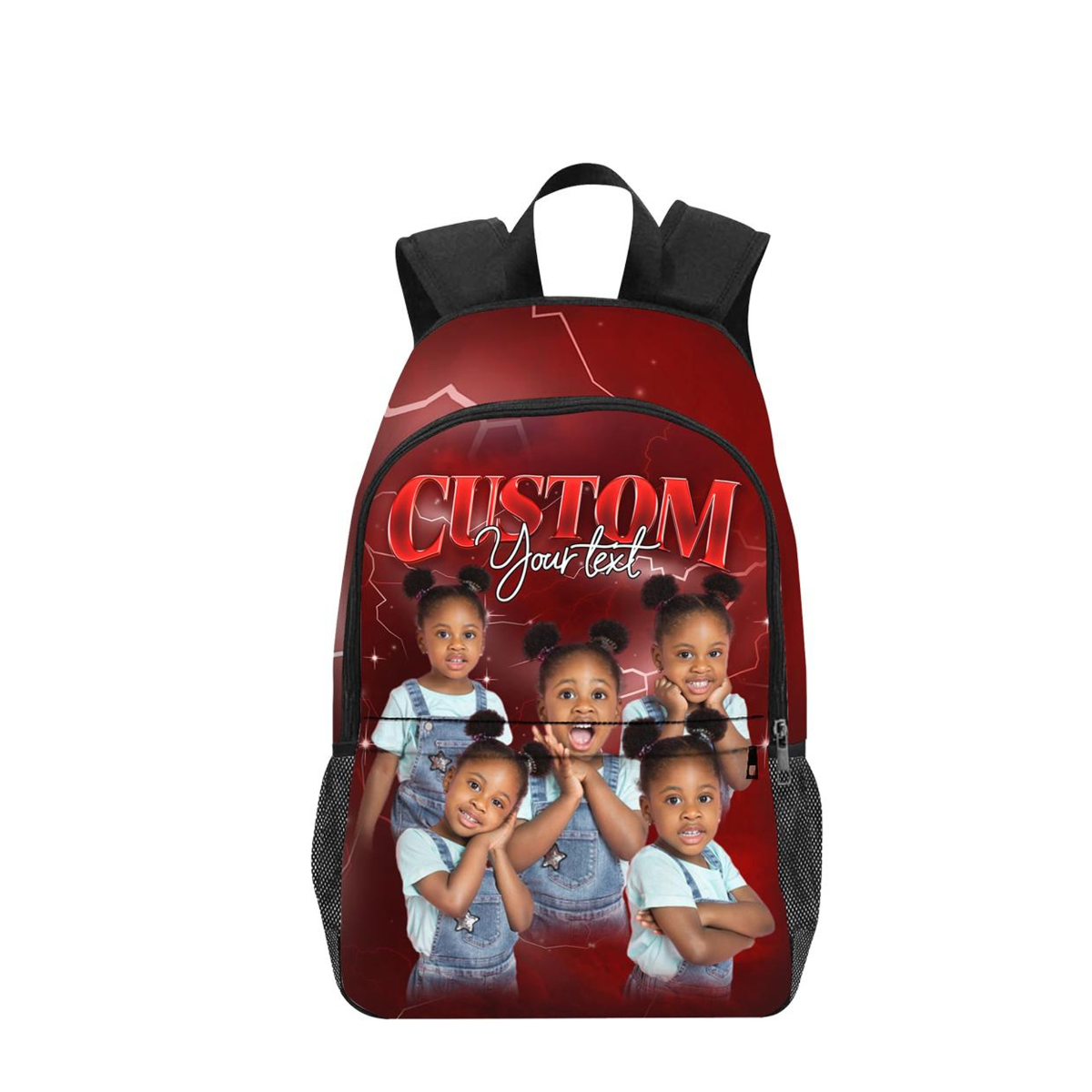 Custom Bootleg Photo Kids Backpack, Personalized Text School Bag, Custom Name Backpack, Kids School Bag, Gift for Kids