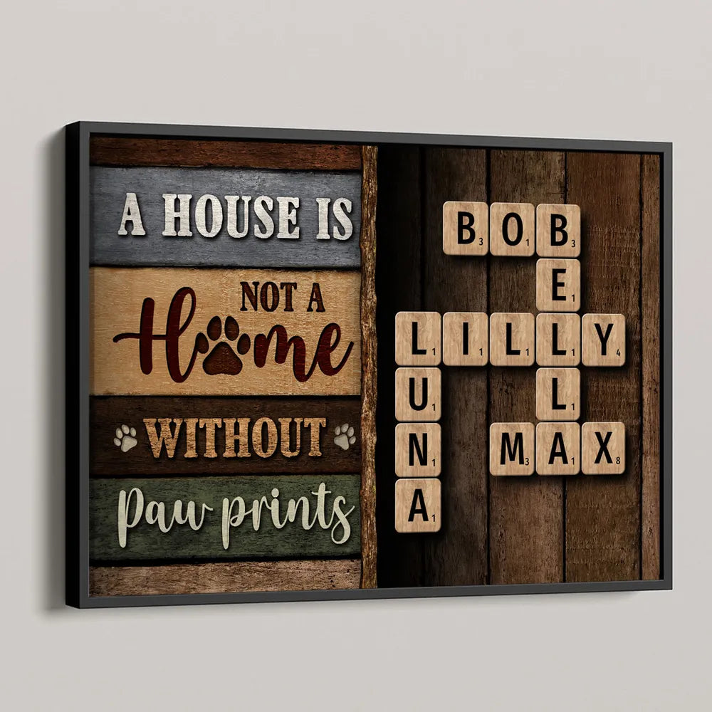 A House Is Not A Home Without Paw Crossword Puzzle - Personalized Canvas - Gift For Family, Gift For Pet Lovers