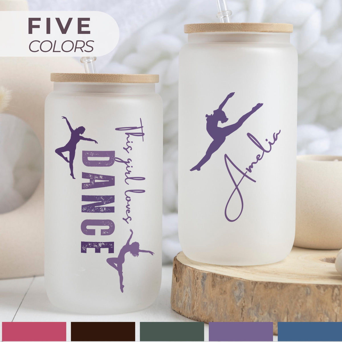 Personalized Dance Cup Dance Team Gifts Glass Tumbler, Dancer Gifts, Dance Glass Tumbler With Name, Custom Ballet Iced Coffee Cup Ballet Dancer Gift