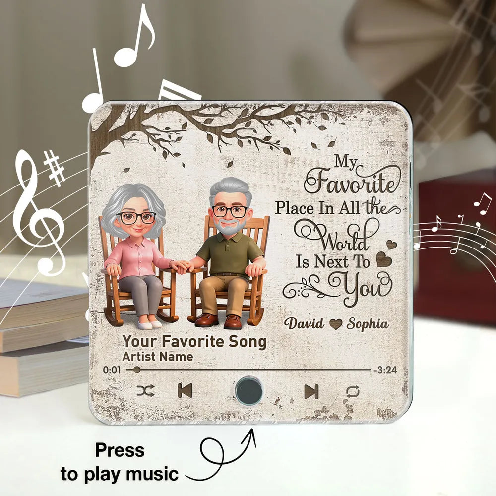 I Wanna Grow Old With You 3D Effect Couple - Personalized Music Fridge Magnet - Anniversary, Valentine's Day Gift For Couple