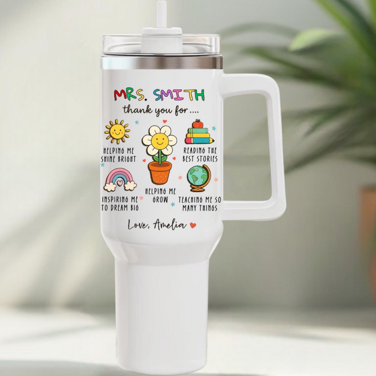 Personalized Teacher Appreciation Tumbler, Personalized Teacher Travel Tumbler, Thank You Teacher Gift Teacher 40oz Tumbler