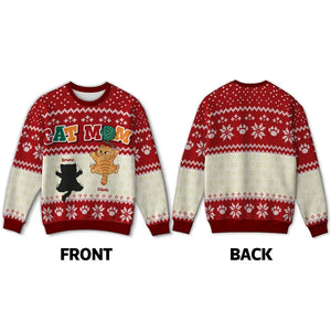 Funny Cat Climbing - Personalized Ugly Sweater - Christmas Gift For Cat Mom, Cat Dad