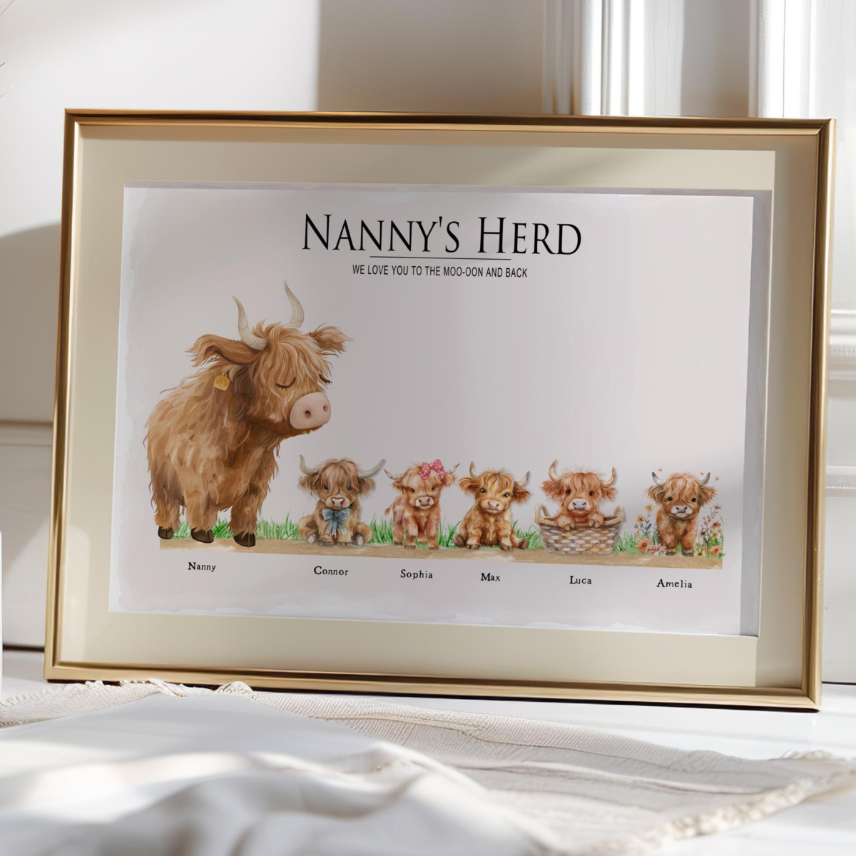 Nana Papa's Herds Love You To The Moo-oon And Back, Gift For Grandma Grandpa, Duck Family Canvas, Mother's Day Wall Art Home Decoration