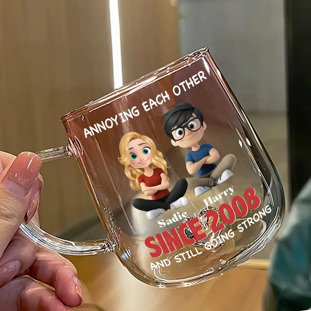 Annoying Each Other For Years - Personalized Gradient Glass Mug - Gift For Couple, Gift For Him, Gift For Her