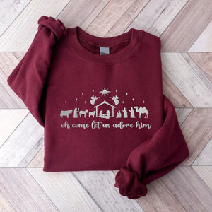 Let Us Adore Him Embroidered Sweatshirt