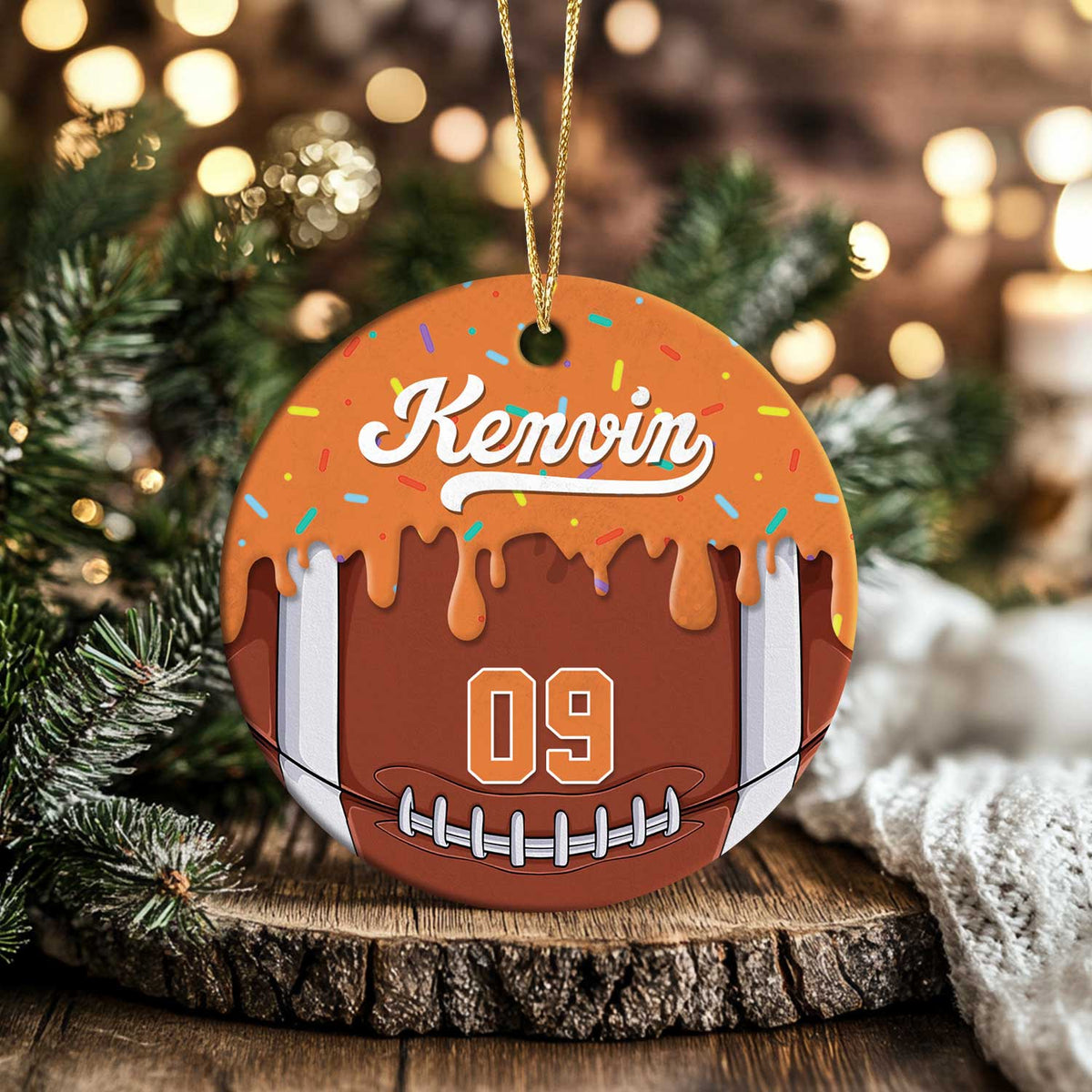 Personalized Football Ornament, Custom Name & Number Football Gift, Football Christmas Ornament for Player or Team, Football Player Keepsake
