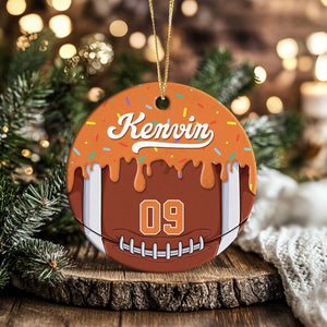 Personalized Football Ornament, Custom Name & Number Football Gift, Football Christmas Ornament for Player or Team, Football Player Keepsake