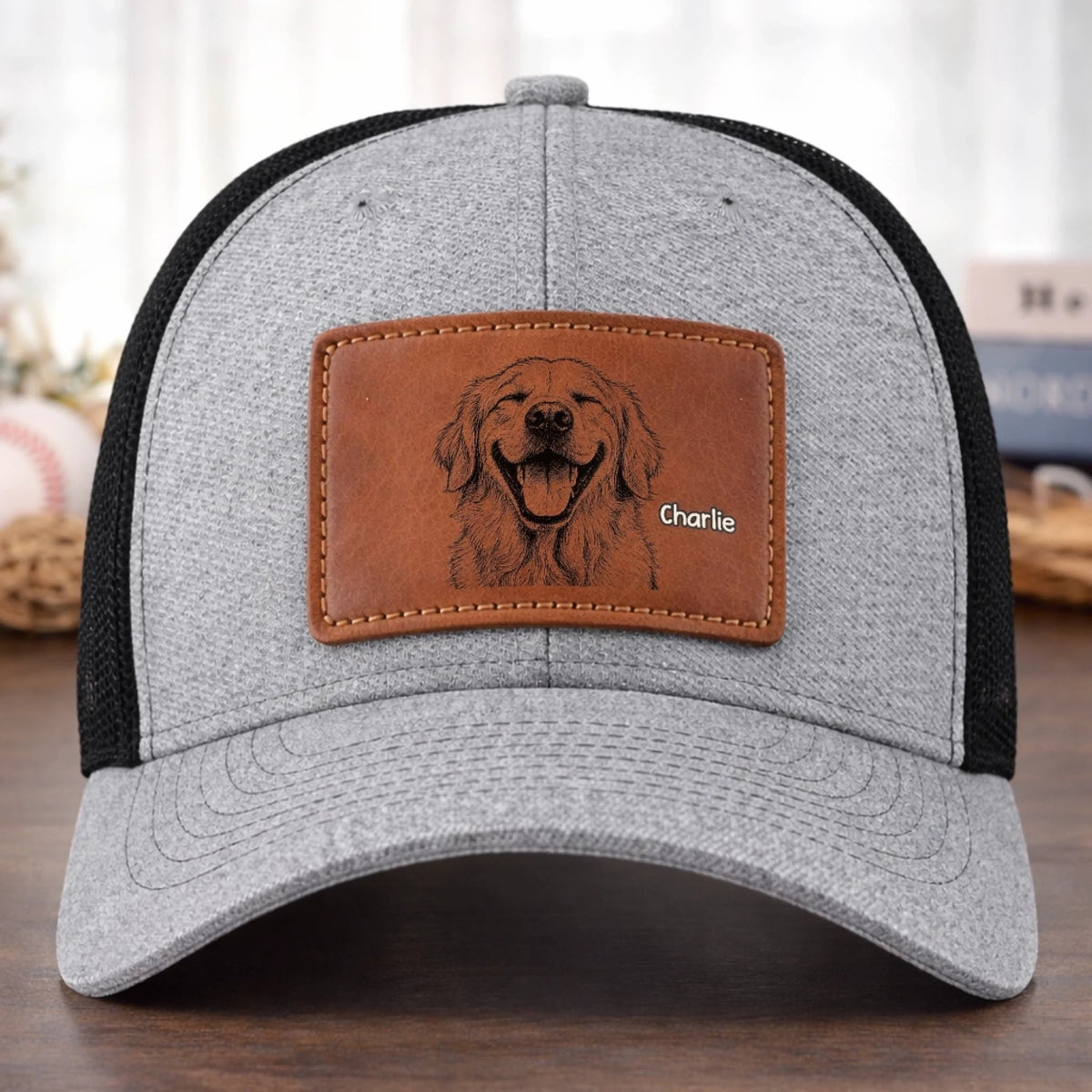 My Dog Squad - Personalized Leather Label Net Hat - Gift For Dog Dad, Dog Lovers, Father's Day Gift