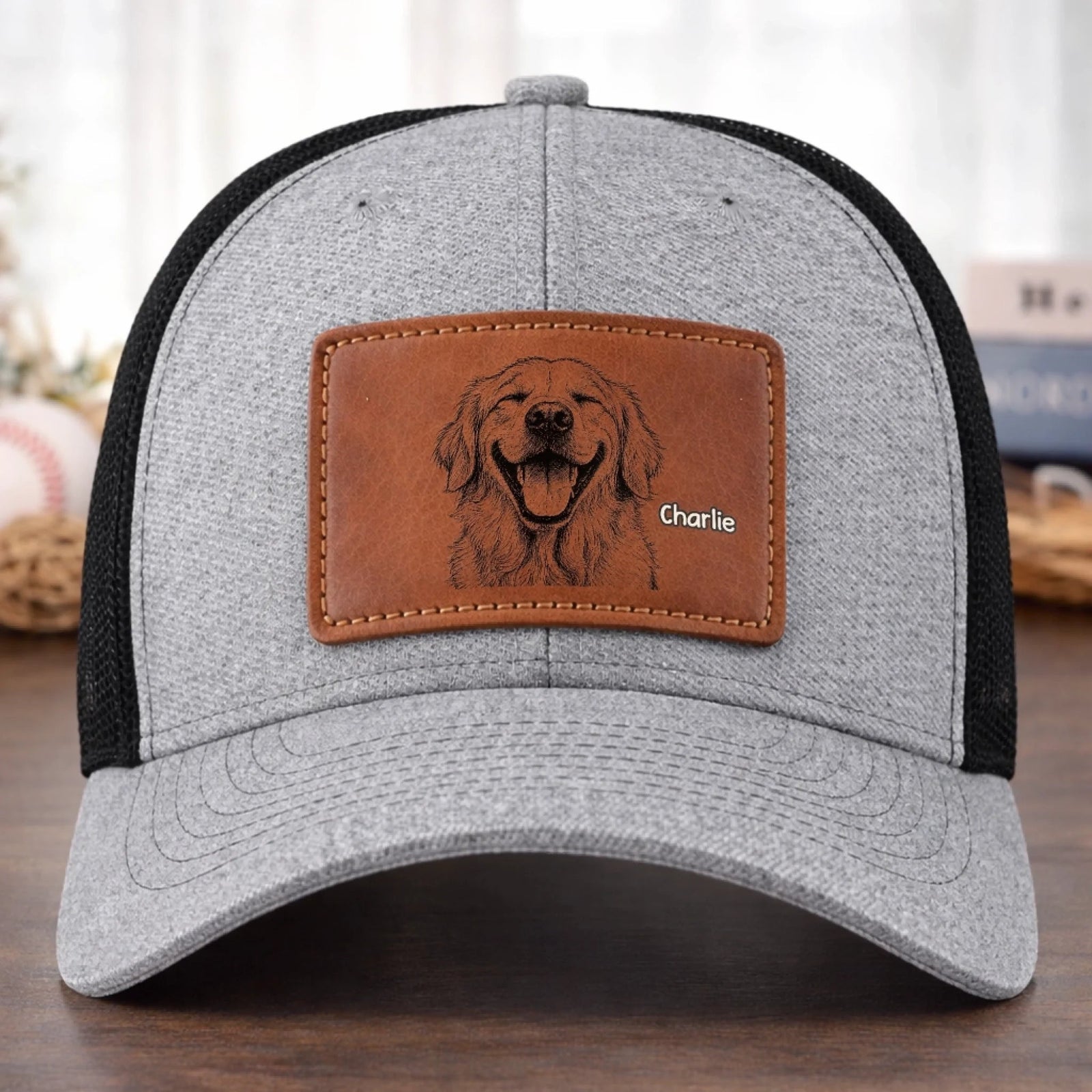My Dog Squad - Personalized Leather Label Net Hat - Gift For Dog Dad, Dog Lovers, Father's Day Gift