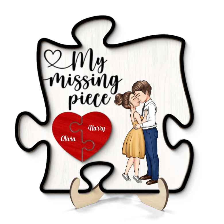 My Missing Piece Romantic Couple Puzzle Piece - Personalized Picture Frame - Anniversary Gift For Couple