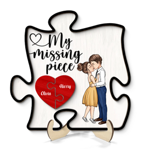 My Missing Piece Romantic Couple Puzzle Piece - Personalized Picture Frame - Anniversary Gift For Couple