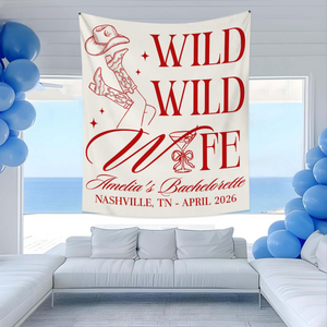 Personalized Wild Wild Wife Bachelorette Tapestry, Custom Western Bachelorette Banner, Cowgirl Bachelorette Photo Backdrop,Bach Party Favors