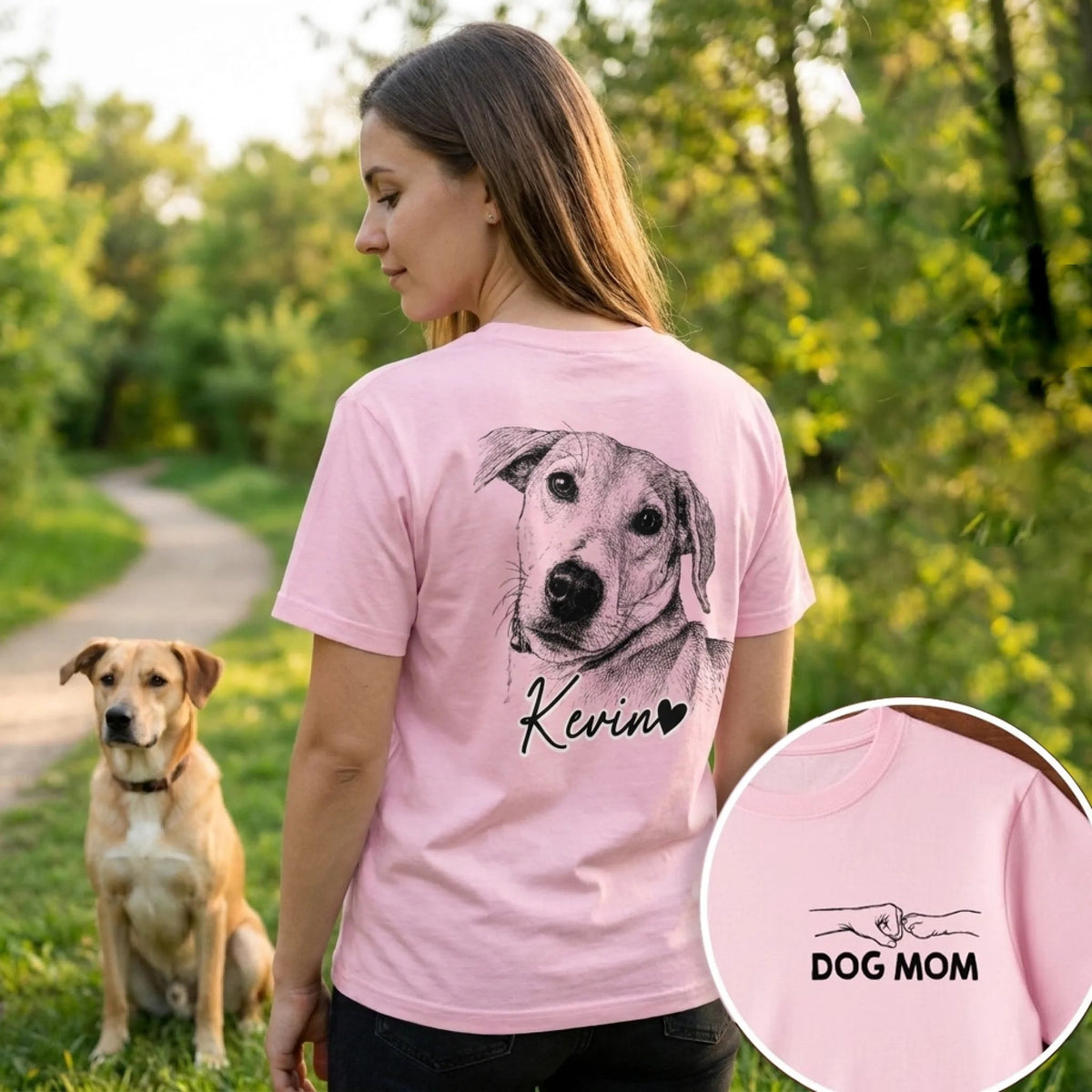 Custom Photo Sketch Line Furry Friends - Personalized 2-side Printed T Shirt - Father's Day, Mother's Day, Birthday Gifts For Dog Cat Lovers