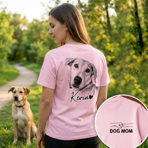 Custom Photo Sketch Line Furry Friends - Personalized 2-side Printed T Shirt - Father's Day, Mother's Day, Birthday Gifts For Dog Cat Lovers