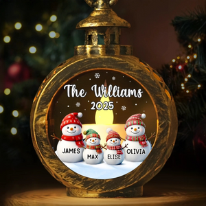 Snowman Family With Love - Personalized Lantern LED Flameless Candle - Christmas Gift For Family