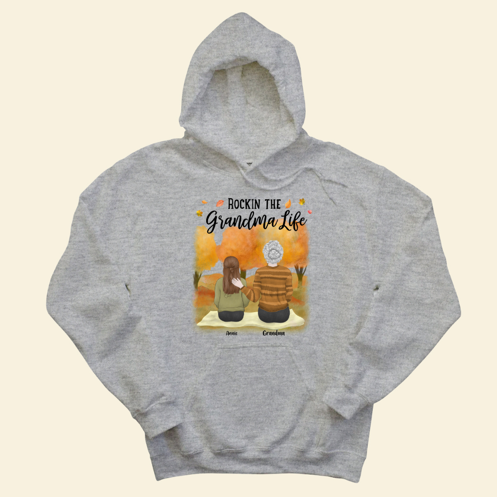 Rocking The Grandparents Life Fall Season - Personalized Hoodie - Gift For Grandma, Nana, Fall Season