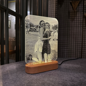 Custom Picture Night Light Wooden Base, Anniversary Gift For Couple, Wedding Gift Couple
