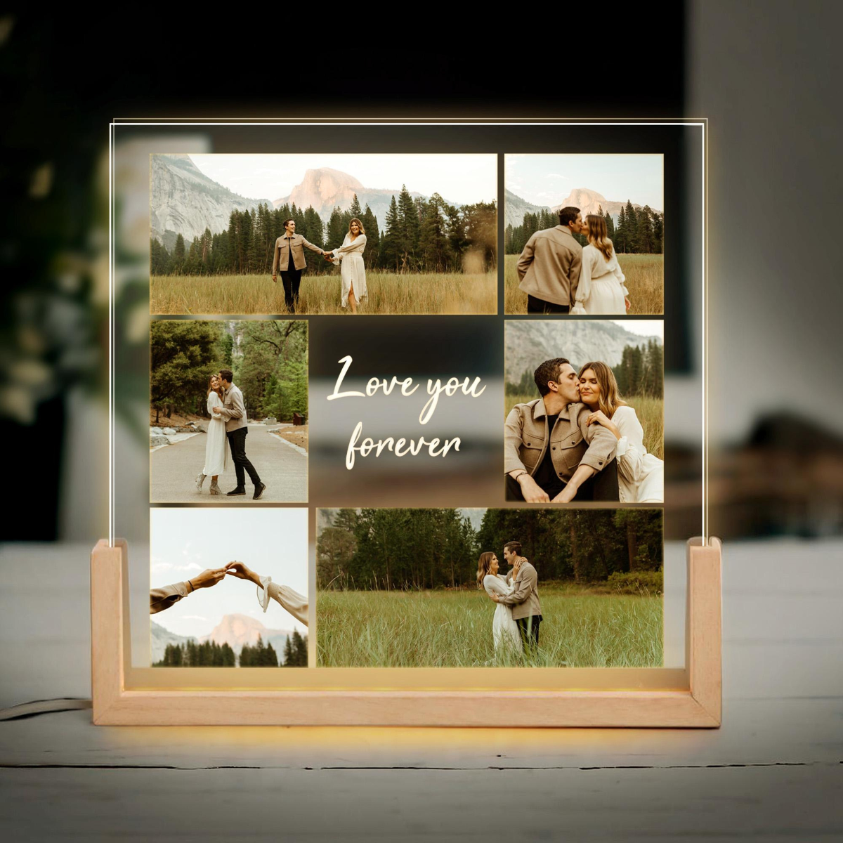 Personalized Photo Couple Desk Name Plate, Custom Picture Photo Night Light, Couple Photo Lamp, Anniversary Gift, Couple Gift Valentine Gift