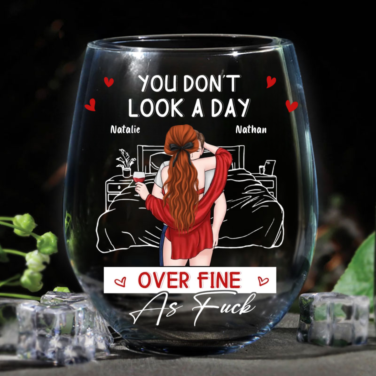 Aging Gracefully Still So Fine - Personalized Wine Glass - Valentine's Day Gift For Couple