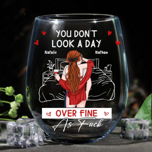 Aging Gracefully Still So Fine - Personalized Wine Glass - Valentine's Day Gift For Couple