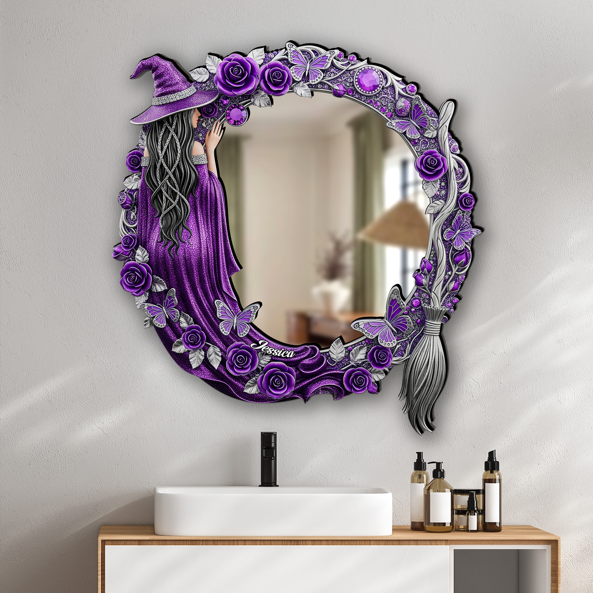 Quirky Witch - Personalized Shaped Mirror - Gifts For Witch Lovers, Halloween Gift