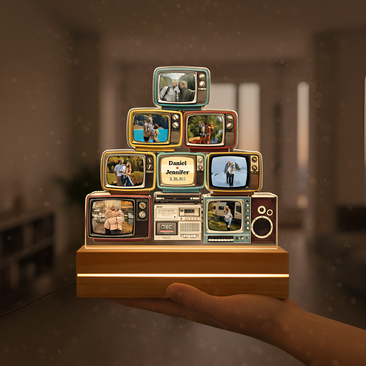 Personalized Photo Night Light, Custom LED Memory Lamp to Capture Your Love Story, Romantic Valentine Gift for Him and Her, Anniversary Gift