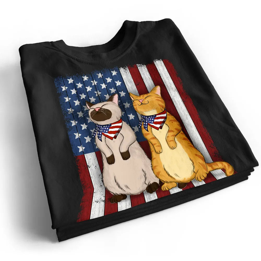 Nation Flag Standing Cat - Personalized Apparel - 4th Of July Independence Day Gift For Cat Mom, Cat Dad