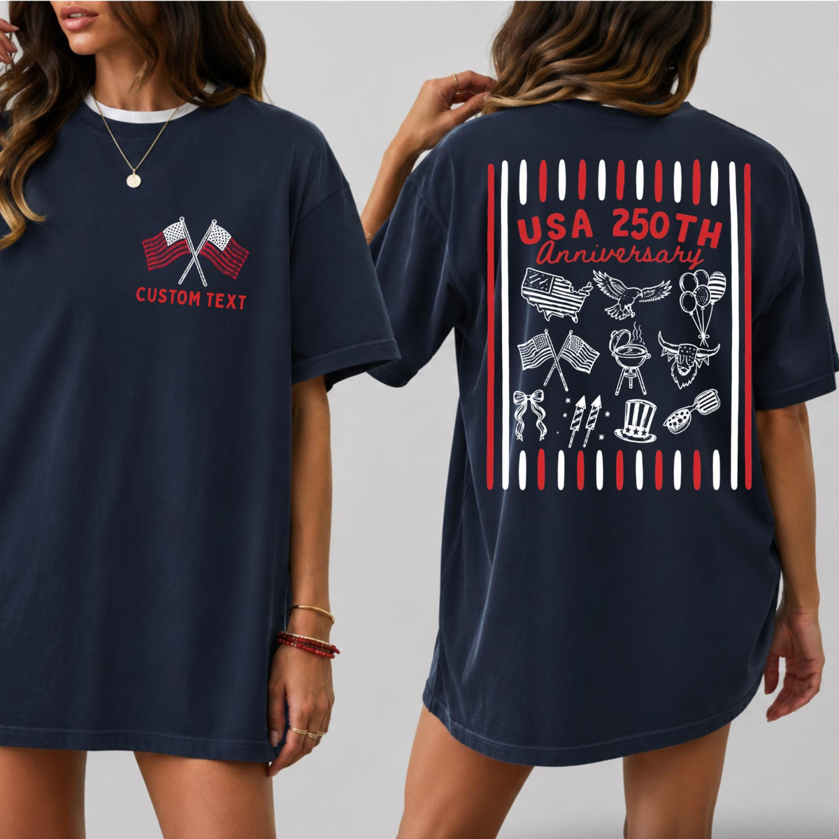 Personalized 250th USA Anniversary Family Matching Tee, 4th of July Shirt americana family outfit, Patriotic American Flag Family Sweatshirt