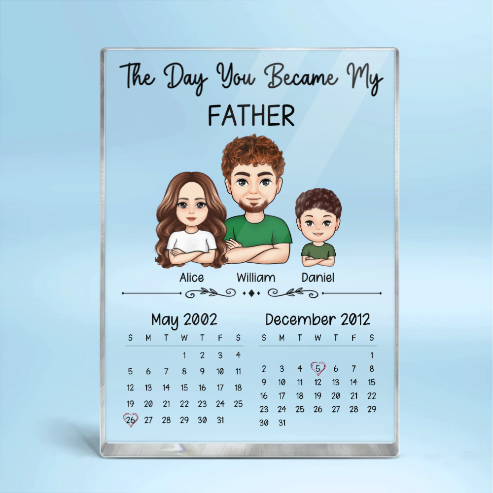 The Day You Became My Dad - Personalized Acrylic Plaque - Gift For Dad, Papa, Father's Day, Birthday Gift