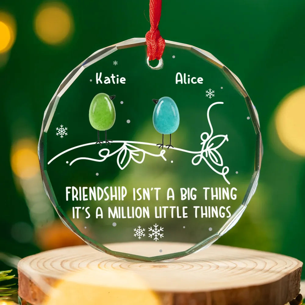Birds Sea Glass Friendship Is A Million Little Things - Personalized Crystal Ornament - Christmas Gift For Friends, BFF