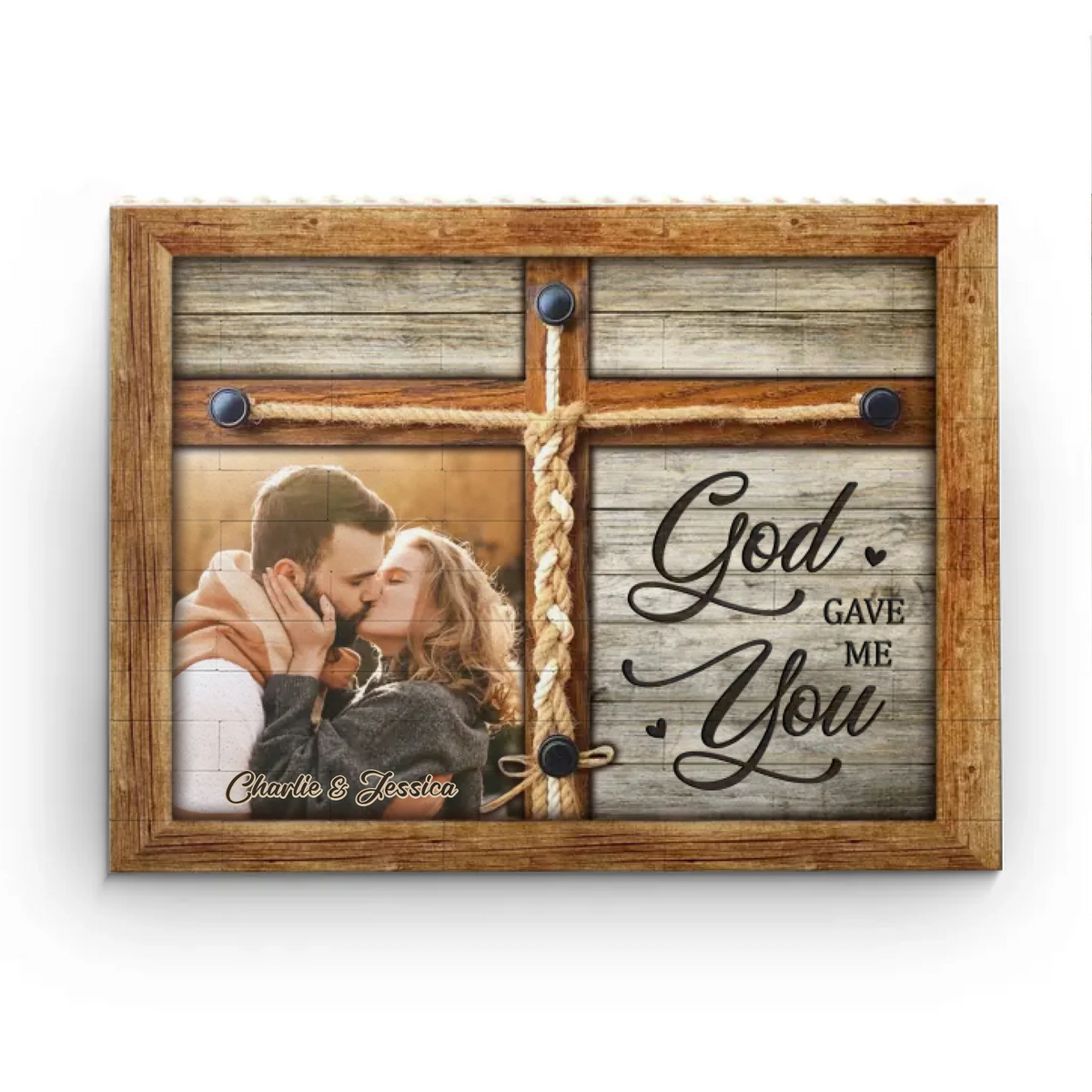 God Knew My Heart Needed You Wooden Window - Personalized Building Block Puzzle - Anniversary Gift, Valentine's Day Gift For Couple