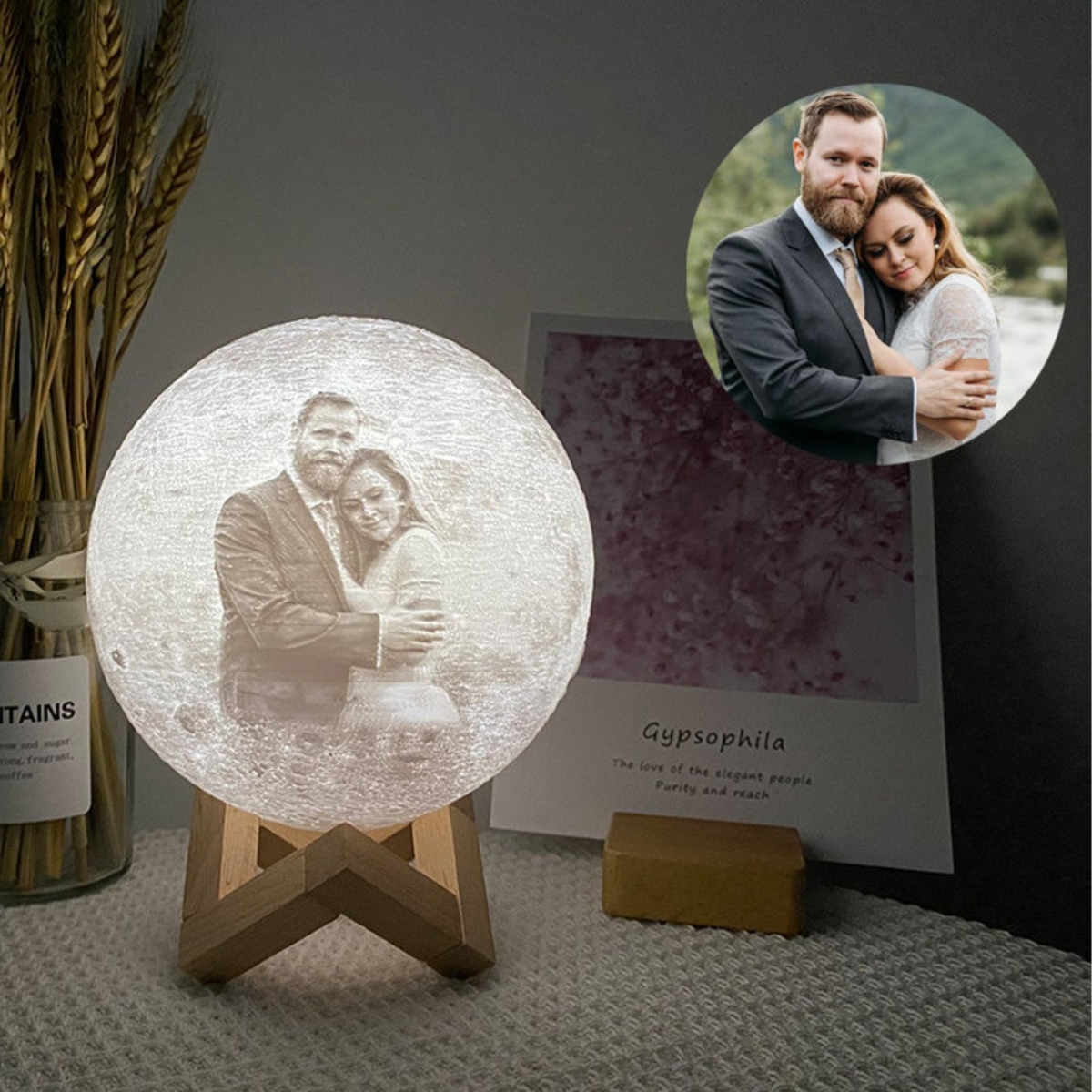 Custom Photo 3D Moon Lamp, Personalized Photo Printed Lunar Night Moon Lamp, Personalization Lunar Moon Lamp, Couples Gifts, Bedside lamp