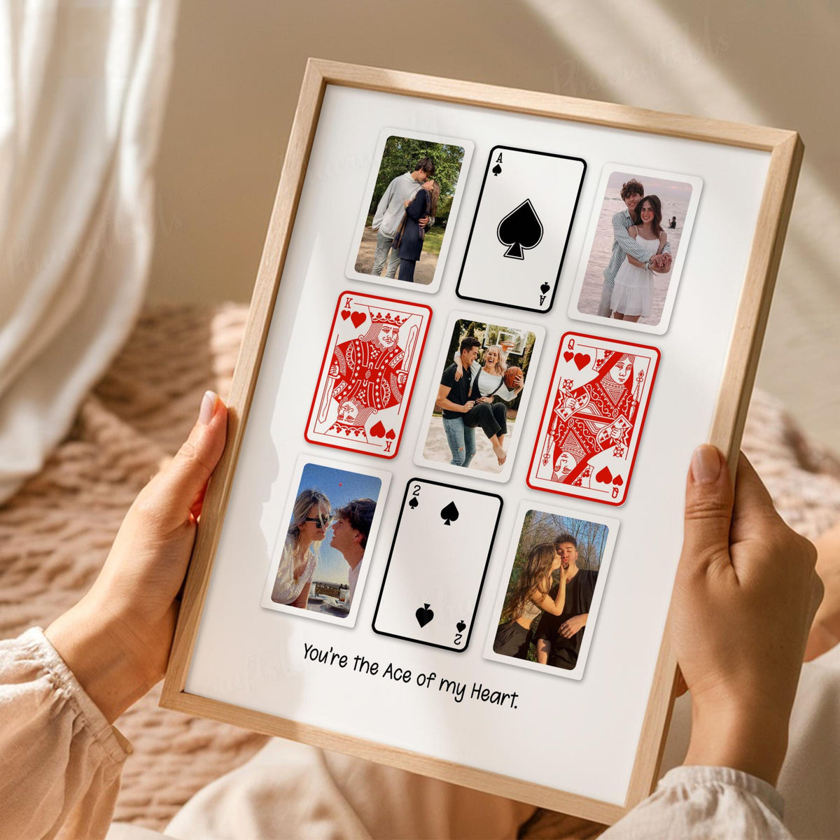 Personalized Photo Collage Canvas, Custom Valentines Day Gift For Boyfriend, Playing Card Photo Collage, Custom Playing Cards Gift For Him