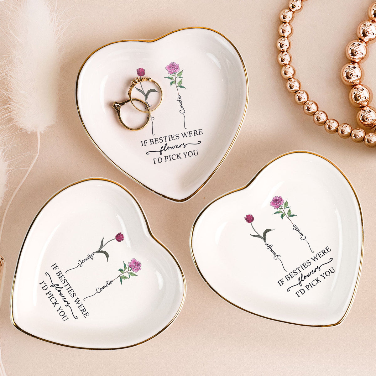 If Besties Were Flowers I'd Pick You - Personalized Jewelry Plate - Gift For Bestie, Sisters, Friends