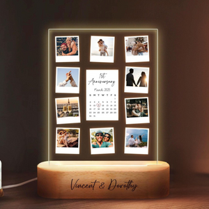 Couple Photo Collage Led Light, 1st Anniversary Gift for Couple, Valentine's Gift For Him Her, Photo Collage Acrylic Plaque, Boyfriend Gifts