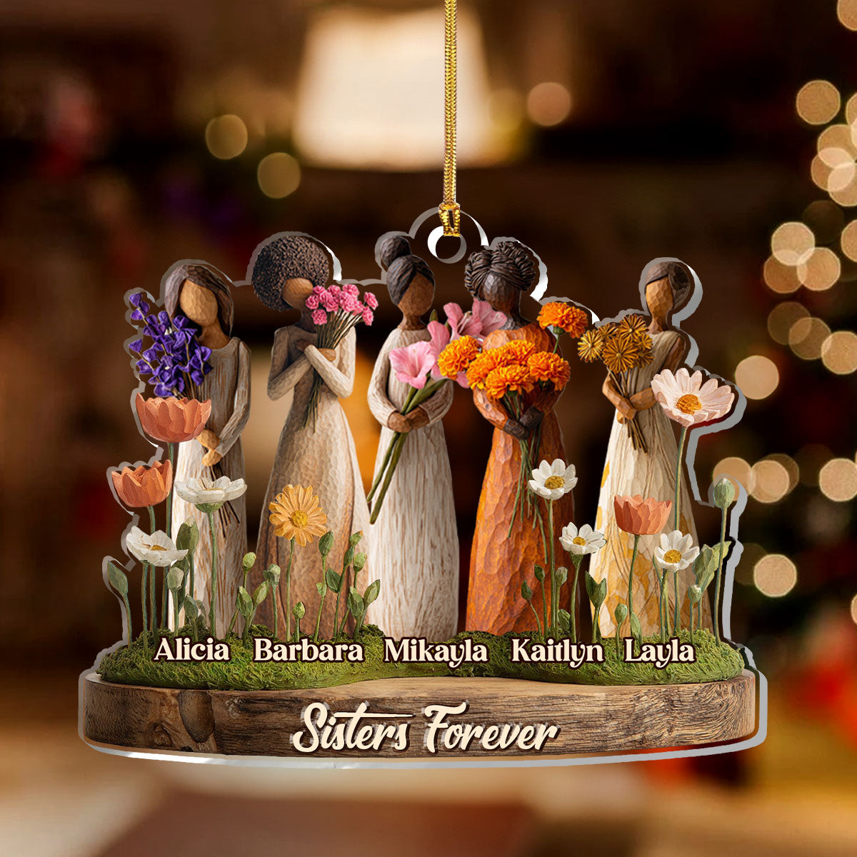 Sisters Forever Birth Month Girl - Personalized Acrylic Ornament - Christmas Gift For Sisters
