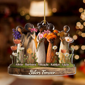 Sisters Forever Birth Month Girl - Personalized Acrylic Ornament - Christmas Gift For Sisters