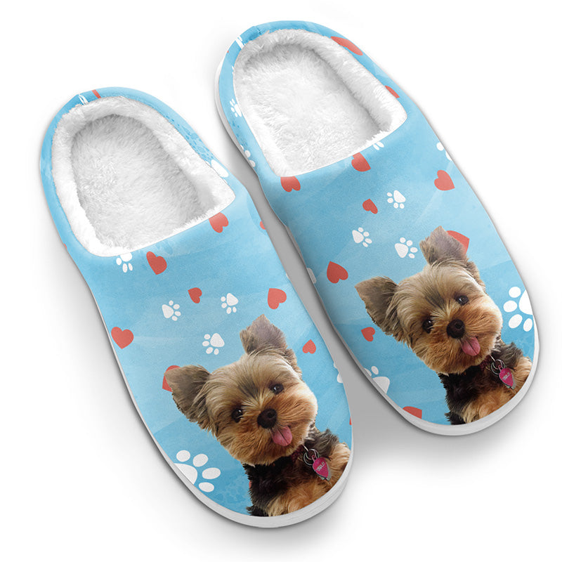 Custom Photo Pawsitively Chilly Merry And Bright - Personalized Fleece Slipper - Christmas Gift For Per Owners