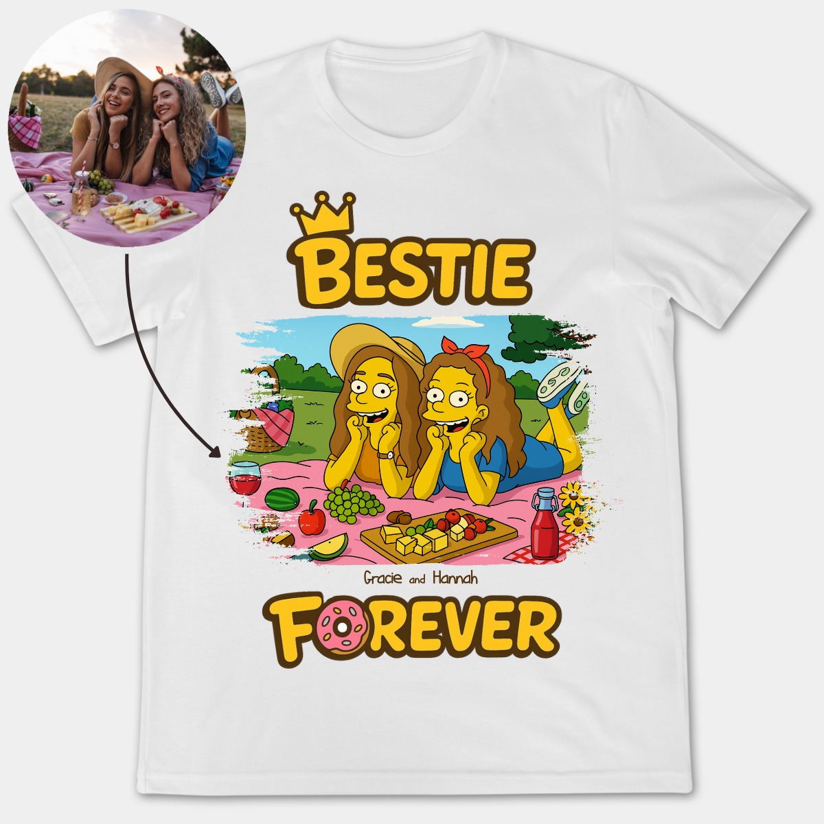 Bestie Forever Simpsonized Friends Photo Portrait - Personalized Apparel - Gift For Bestie, Sisters, Friends