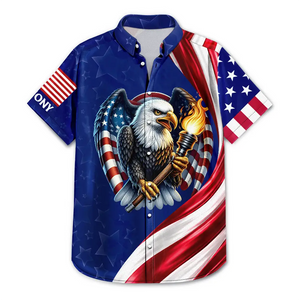 America 250th Anniversary US Pride Patriotic Eagle - Personalized Hawaiian Shirt - Patriotic Gift, 4th Of July, 250th Anniversary Gift For Family