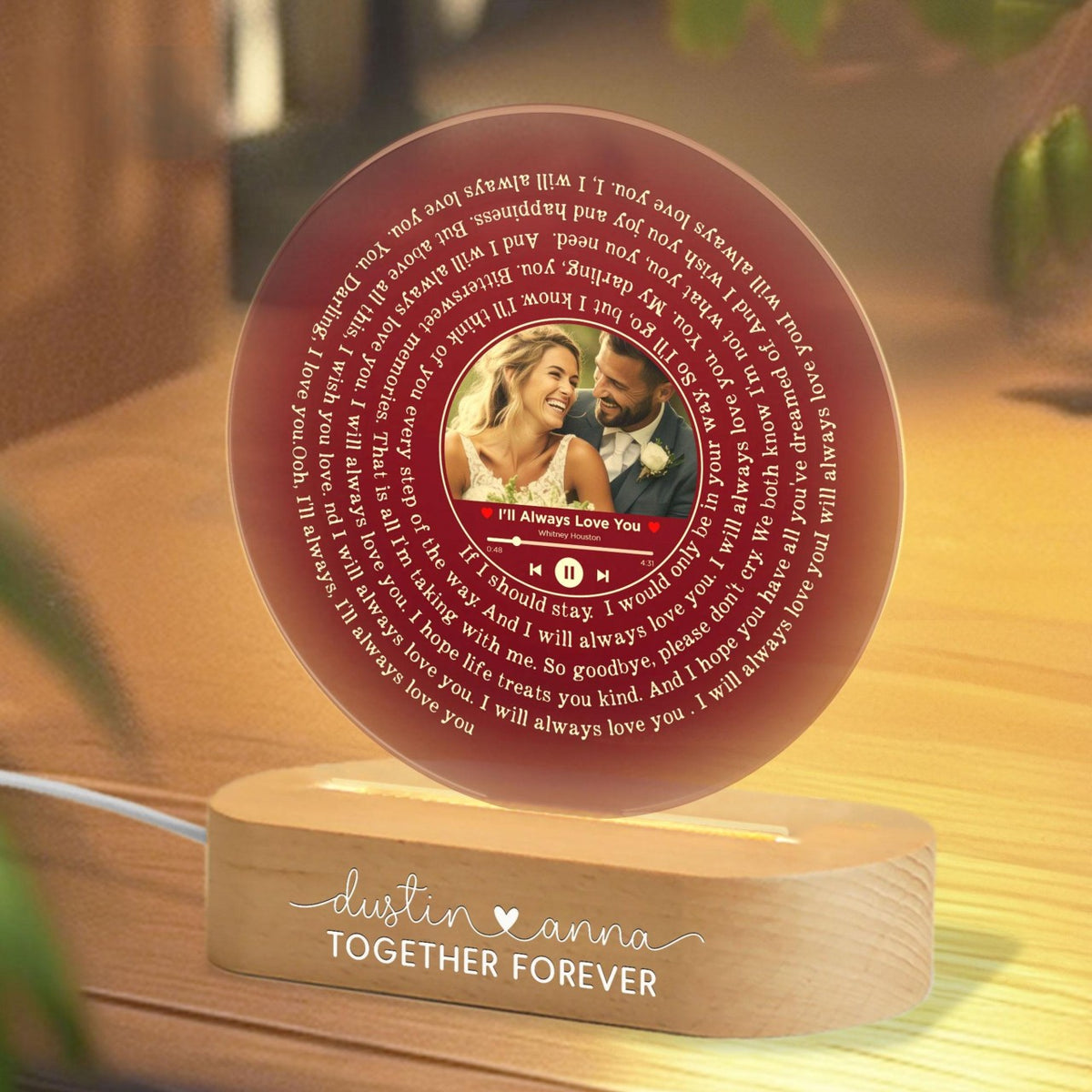 Music Couple Night Light Custom Photo, Anniversary Gifts, Romantic Gift For Couple, Valentines Day Gifts for Him, Gift for Her