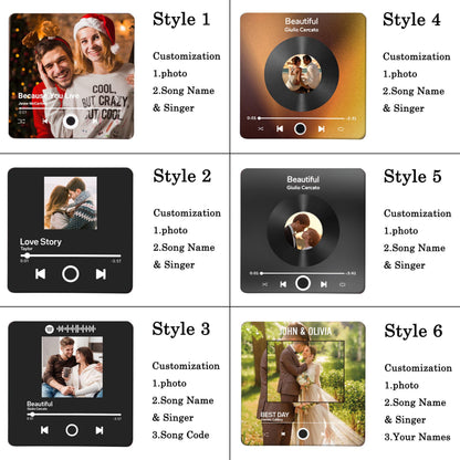 Custom Music Fridge Magnet, Personalized Photo & Music Fridge Magnet, Play Whole Song Music Box, Voicemail Keepsake Anniversary Gift for Him