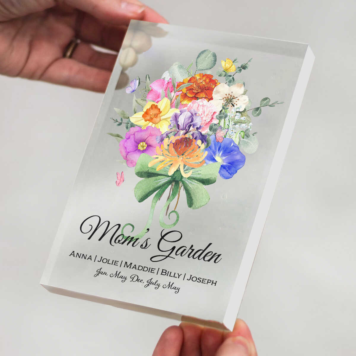 Mom's Flower Bouquet - Personalized Acrylic Plaque - Gift For Mom, Mother's Day, Birthday Gift