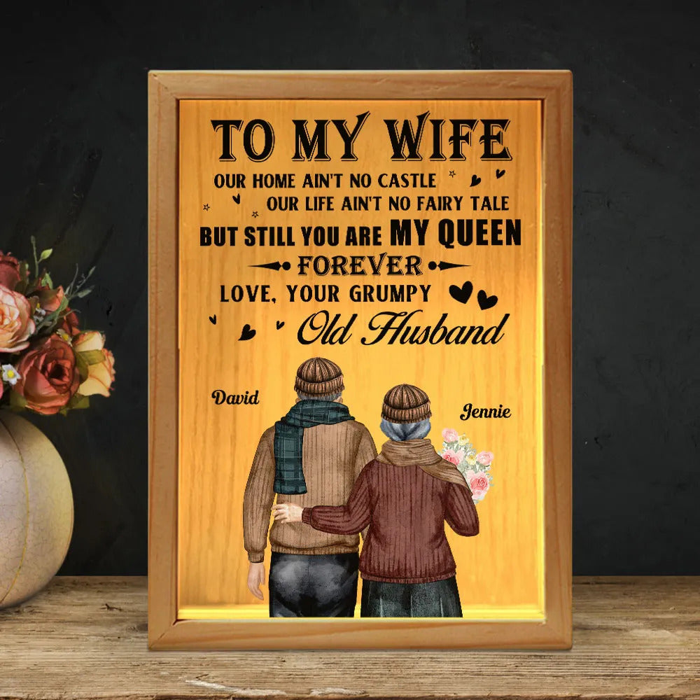 You Are My Queen Forever - Couple Personalized Custom Night Light Frame - Gift For Husband Wife, Anniversary Gift For Wife Christmas Gift For Couple Valentine Day Gift