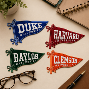 Embroidered College Pennant Patch, Custom School Name, University Pride Gift, Student Patch Keychain