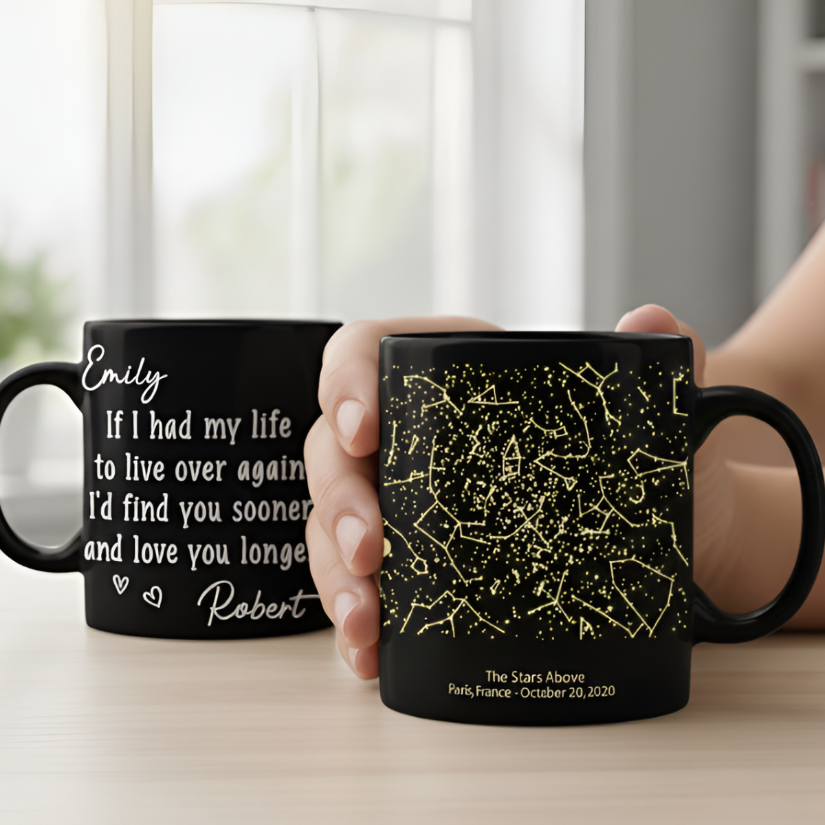 Written in the Stars - Personalized Mug Custom Star Map & Romantic Quote, Gift For Couple