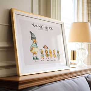 Nana Papa's Flocks, Gift For Grandma Grandpa, Duck Family Canvas, Mother's Day Wall Art Home Decoration